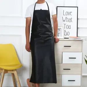 발목길이 오버핏 인조가죽롱앞치마 긴길이주방앞치마 블랙 120cm