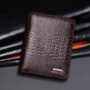 크리스찬케리 남성 소가죽 중지갑 CK-2204 악어무늬 브라운 카드 지폐 수납 지갑