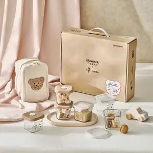 글라스락 베이비X비비엔다 눈금 이유식 용기 270ml 혼합 6조  보냉백 세트 (하트꼼에디션)