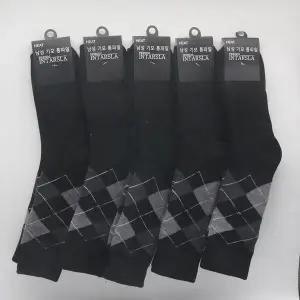 [하프클럽/]겨울용 남성용 따뜻한 장목 기모양말 검정 5개 발목양말