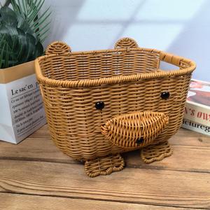 곰돌이 라탄 수납바구니 인테리어 소품 다용도 수납 정리함