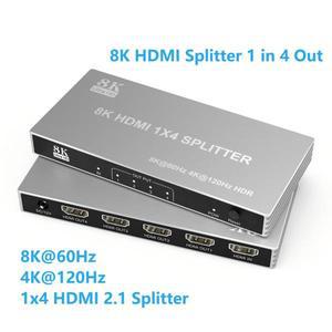 8K HDMI 분배기 1 입력 4 출력 4K120Hz 8K60Hz 1x4 분배기 Suppet EARCHDCP 2.3HDRVRREDID TV/모니터/PS5 P