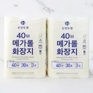신선도원 메가롤 화장지 40Mx30롤x2세트