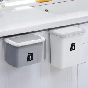 [2개세트] 슬라이드 캡 쓰레기통 걸이식 휴지통 S사이즈+L사이즈