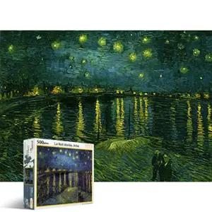 직소퍼즐 500피스 론강의 별이 빛나는 밤/직소/퍼즐/그림/명화/예쁜/조각/풍경/작품/놀이/취미/어린이