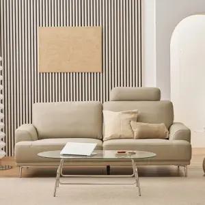 [모던하우스(가구)] 모던하우스 뉴오에르 천연면피가죽 3인+헤드레스트 1P 그레이 DL1225001