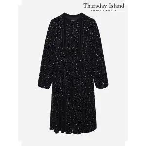 [써스데이아일랜드]벨벳 믹스 셔링 원피스 T238MOP240W _P404169659