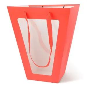 사다리꼴 투명창 선물백 대-레드 선물 쇼핑백 종이백 투명창선물백 접이식사각상자 투명창쇼핑백