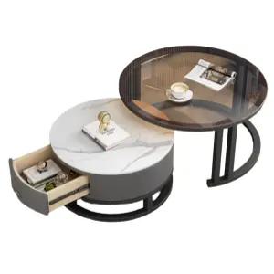 거실테이블 원형 수납 소파좌탁 대리석 라운드 디자인 밥상