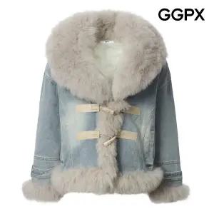 [GGPX] 폭스퍼 트리밍 데님 덕다운 경량 패딩 점퍼 (GP9JK017B)