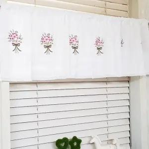 리빙데코 꽃다발 자수광목 주방 바란스커튼 주문제작상품