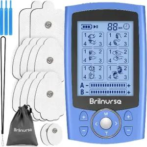 Brilnurse TENS Unit 24 모드 30 레벨 듀얼 채널 전기 근육 자극기
