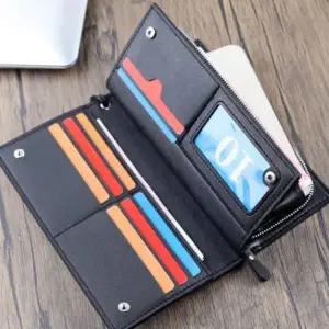 남성 장지갑 가죽 지퍼 카드 핸드폰 롱지갑 심플 지갑 (WFK2HHX)