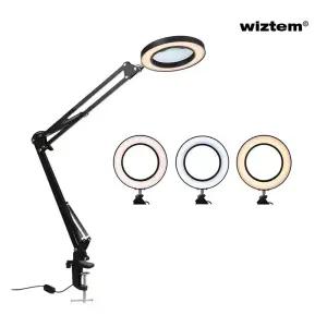 위즈템 대형 USB LED돋보기 접이식 확대경 조명 대형돋보기 스탠드돋보기 링라이트돋보기 usb돋보기