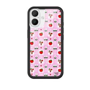 Wildflower 케이스 - 애플 어 데이, 애플 아이폰 16과 호환 | 레드 프루트 그린 격자무늬 인기 미적 귀여운