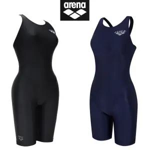 [정품] 아레나(ARENA) 여성수영복 A4FL1LD33 커시브 4부 반신 레이서백 블랙 네이비 85, 90, 95사이즈 실내수영장 수영강습 수영훈련 폴리백