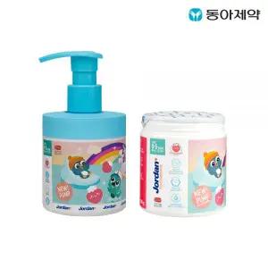 조르단 유아/어린이치약 뉴스텝1 딸기향 펌프 치약 188g + 리필 188g(5세 이하 권장) / 저불소 비타민E함유