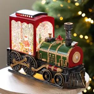 크리스마스 기차 워터오르골 (어댑터포함) 고급 LED 대형 장식 30x20cm 스노우볼 소품 용품 데코 무드등