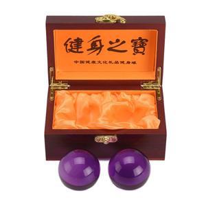 브라부드 1.77인치 크리스탈 핸드볼 보라색 투명 색상 중국 운동 마사지 볼 스트레스 해소 책상 장식품, 박스 TQGJBS619 포함