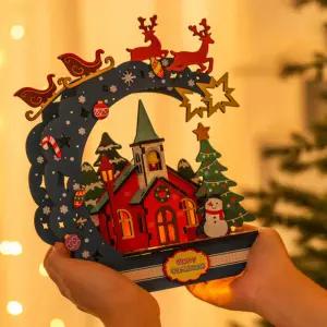 [오피스스쿨] 민화 KC인증 크리스마스 종탑 무드등 고급형 DIY 특별한선물 크리스마스파티 사진소품 집콕놀이 만들기세트