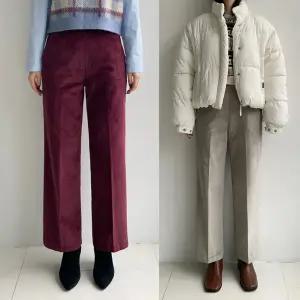 기모 텐셀골덴크롭팬츠 겨울 하우룩 밴딩 코듀로이 크롭일자