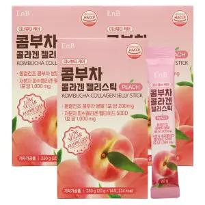 EnB 콤부차 콜라겐 젤리스틱 14포 X 3개 동결건조 복숭아맛 저당 저칼로리