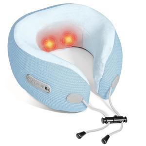 인쿡 전기 목 마사지기, 마사지와 온열 기능이 있는 휴대용 여행용 베개, 충전식 진동 베개 가정, 사무실, 여행, 아버지의 날 선물 디어(파란색)