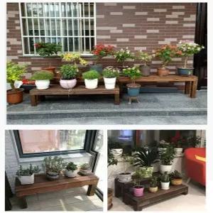 원목 화분거치대 계단 정원 벤치 야외 꽃꽂이 받침대 발코니 선반