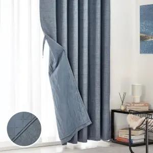 [모던하우스] ON NEW 린넨스타일 3중방한 3도씨커튼 265x240 1장 네이비 높이조절밴드
