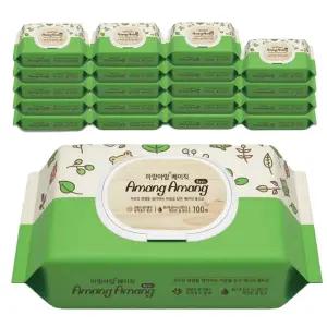 우리아기물티슈 아망아망 베이직 캡형 100매 20팩 실용적이고 라이트한 물티슈