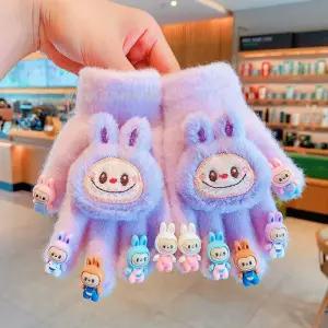 아벨리 라부부 방한장갑 겨울장갑 장갑 벙어리 여아 겨울 캐릭터 손가락 털 데일리