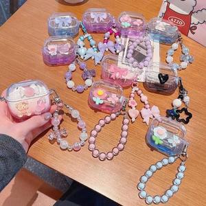 삼성 갤럭시 버즈 2 프로 라이브 FE 3 이어폰 커버용 식 리본 꽃 하트 투명 케이스 (소프트 펜던트 포함)