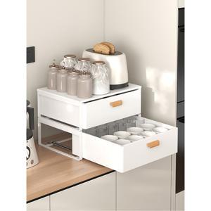 서랍형 커피머신 받침대 선반 A 30cm 캡슐 정리함 화이트 보관함