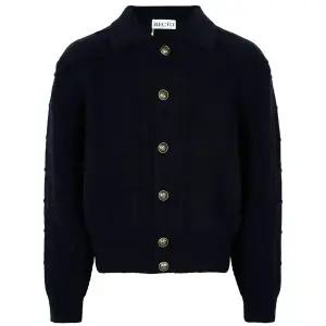 렉토 25FW 다크네이비 빈티지 버튼 칼라 울 카디건 RM25WKCD002