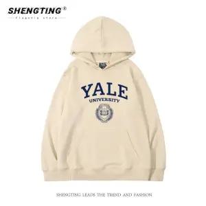 예일 대학교 아이보리 기모 후드티 남녀공용 과티 가을 겨울 데일리 커플룩 YALE