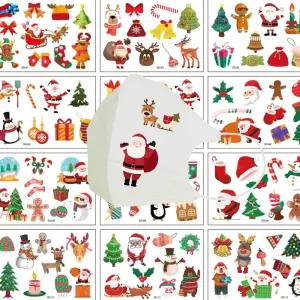 크리스마스 타투스티커 10종 12 야광 스티커 산타 눈사람 마스크꾸미기 성탄절 파티 홈파티 연말 모임 판박