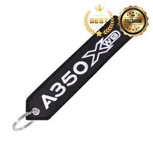 항공 부품 및 액세서리 블랙 에어버스 A350 키체인 양면 자수 항공 키링 선물용 폰 스트랩 랜야드