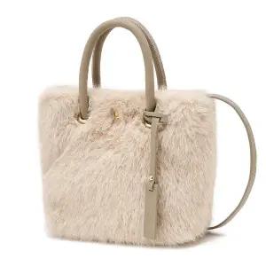 [헤지스](대구신세계)[인기급상승][아이코닉] 페이크퍼 베이지 소프트 미니백 S HIBA5FE18I2