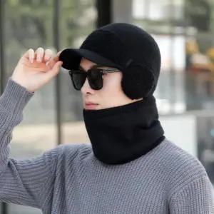 겨울 귀달이 모자 남자 니트 귀마개 겨울 방한 모자 세트 따뜻한 라이딩 워머 방풍 등산 보온