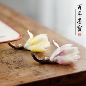 붓받침 세라믹 펜홀더 브러시 매화 서예 꽃 장식 홀더