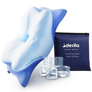 Derila Ergo 수면용 경추 목 베개 커버, 인체 공학적 베개, 컨투어 지지 메모리 폼 등, 옆으로 자는 사람 (베개 커버 - 54 x 36 12cm(21.2 14.2 4.75인치))
