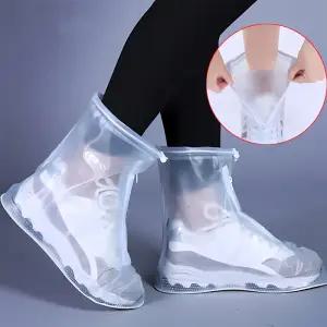 지퍼형 신발 방수커버 휴대용 레인슈즈 미끄럼방지 비닐장화 눈 비오는날 운동화덮개 덧신 작업화 화이트