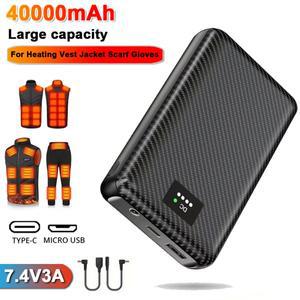 Ranwomen 30000/40000mAh 파워뱅크 히팅 조끼용 외부 배터리 쿨링 팬용 보조 DC7.4V