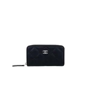 [엘러브] 새상품  클래식 지퍼 카드지갑 블랙 은장 캐비어 5ET2041