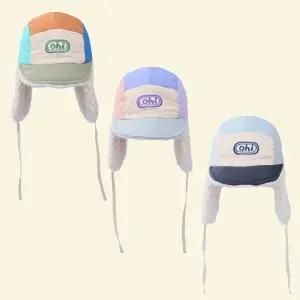 국내생산 1-3세용 겨울 귀마개 멀티 배색 털모자 아기모자 방한모자