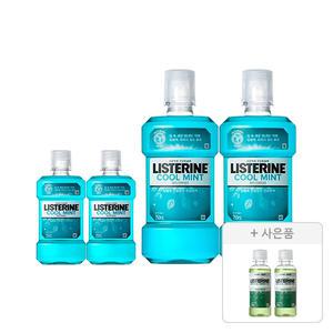 리스테린액 쿨민트 750ml, 2개 + 250ml, 2개 + 증정(그린티 마일드 100ml, 2개)