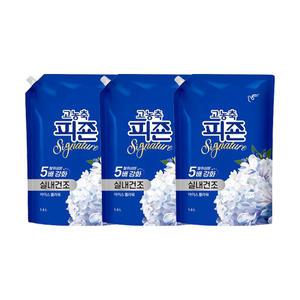 피죤 고농축 섬유유연제 시그니처 리필, 아이스플라워, 1.6L, 3개