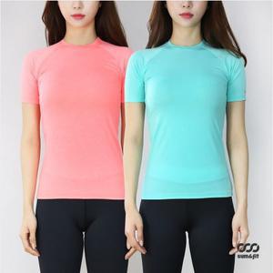 [썸앤핏] 여성 기능성 라운드 나그랑 반팔 요가복 상의 헬스복 러닝 필라테스복 트레이닝복