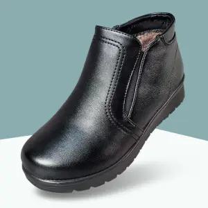 마마슈 베이직 여성 겨울 앵클 부츠 방한화 털안감 지퍼 심플 따뜻한 발볼편한 경량 논슬립 엄마 할머니