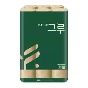 [건강한~안심무표백]그루 화장지 3겹/30M/30롤-100%순수천연펄프/무형광/무표백